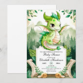 Happy Editable Dragon Baby shower Kaart (Voorkant / Achterkant)