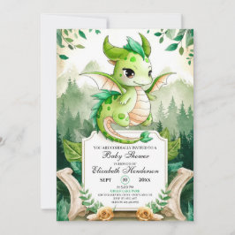 Happy Editable Dragon Baby shower Kaart