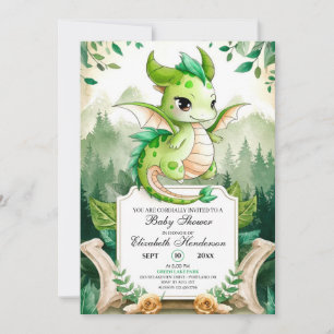 Happy Editable Dragon Baby shower Kaart