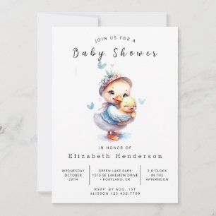 Happy Editable Duck Baby shower Kaart