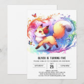 Happy Editable Fox Birthday Kaart (Voorkant / Achterkant)