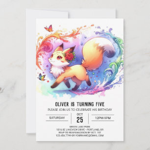 Happy Editable Fox Birthday Kaart