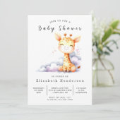 Happy Editable Giraffe Baby shower Kaart (Staand voorkant)
