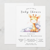 Happy Editable Giraffe Baby shower Kaart (Voorkant / Achterkant)