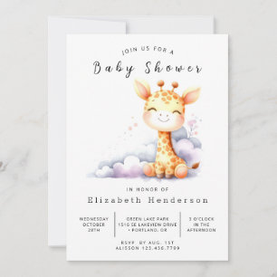 Happy Editable Giraffe Baby shower Kaart