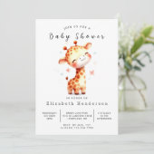 Happy Editable Giraffe Baby shower Kaart (Staand voorkant)