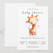Happy Editable Giraffe Baby shower Kaart (Voorkant / Achterkant)