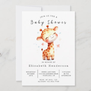 Happy Editable Giraffe Baby shower Kaart