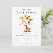 Happy Editable Giraffe Baby shower Kaart (Staand voorkant)