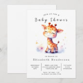 Happy Editable Giraffe Baby shower Kaart (Voorkant / Achterkant)