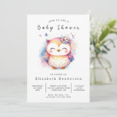 Happy Editable Owl Baby shower Kaart (Staand voorkant)