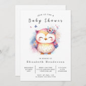 Happy Editable Owl Baby shower Kaart (Voorkant / Achterkant)