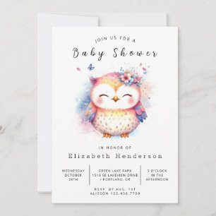 Happy Editable Owl Baby shower Kaart