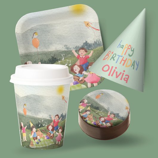 Happy Editable Picknick Verjaardag Kinder Tuin Boe Papieren Bordje