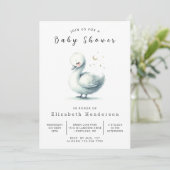 Happy Editable Swan Baby shower Kaart (Staand voorkant)