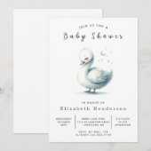 Happy Editable Swan Baby shower Kaart (Voorkant / Achterkant)