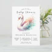 Happy Editable Swan Baby shower Kaart (Staand voorkant)