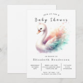 Happy Editable Swan Baby shower Kaart (Voorkant / Achterkant)