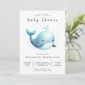 Happy Editable Whale Baby shower Kaart (Staand voorkant)
