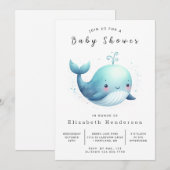 Happy Editable Whale Baby shower Kaart (Voorkant / Achterkant)