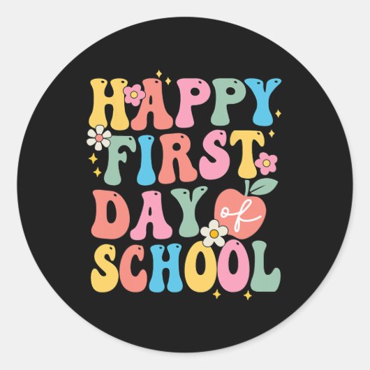 Happy eerste dag van schoolleraren Kinder terug na Ronde Sticker (Voorkant)