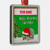 Happy Egel - Gepersonaliseerde kerstversiering Metalen Ornament (Rechts)