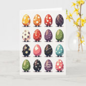 Happy Egg Friends Wenskaart Kaart (Gele Bloem)