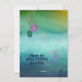 Happy Egg Hunt Bunny & Chicks Green Holiday Kaart (Achterkant)