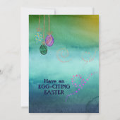 Happy Egg Hunt Bunny & Chicks Green Holiday Kaart (Achterkant)