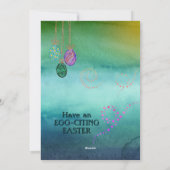 Happy Egg Hunt Bunny & Chicks Oranje Vakantie Kaar Feestdagenkaart (Achterkant)