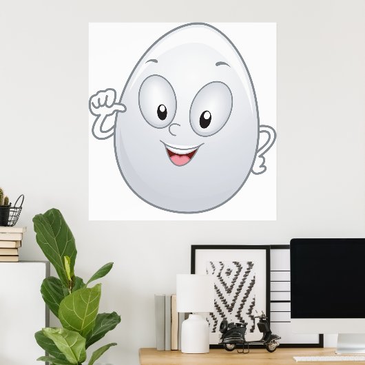Happy Egg met een gezicht Poster (Thuiskantoor)