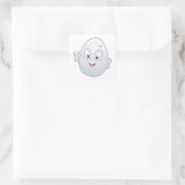 Happy Egg met een gezicht Vierkante Sticker (Tas)