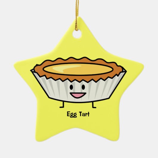 Happy Egg Tart Custard crust Chinese dessert Keramisch Ornament (Voorkant)