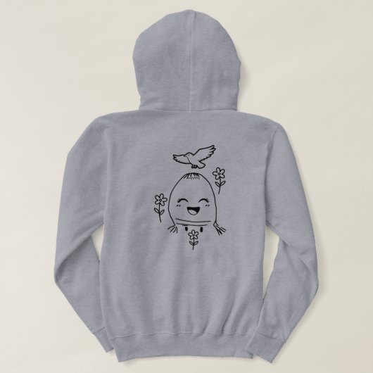 Happy Egg with Bird and Flowers Hoodie (Design achterkant)