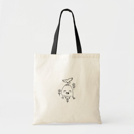 Happy Egg with Bird and Flowers Tote Bag (Voorkant)