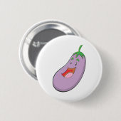 Happy Eggplant Vegetable Cartoon Ronde Button 5,7 Cm (Voorkant /achterkant)