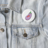 Happy Eggplant Vegetable Cartoon Ronde Button 5,7 Cm (In situ)