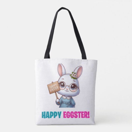 Happy Eggster - Grappige bloemen Tote Bag (Achterkant)
