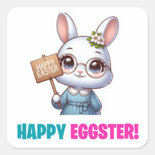Happy Eggster - Grappige bloemen Vierkante Sticker