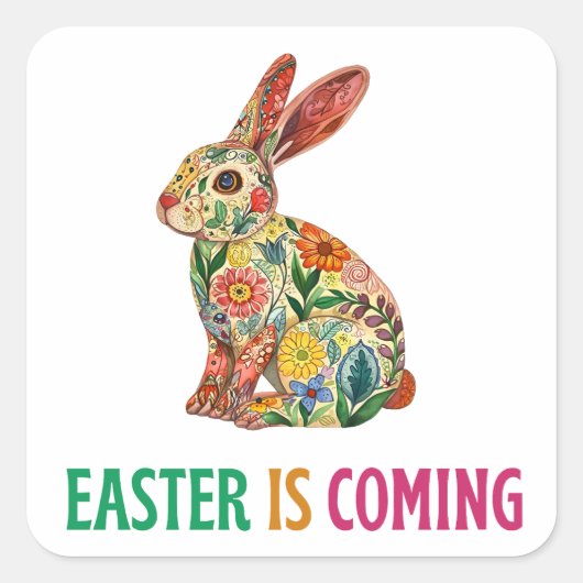 Happy Eggster - Paasei Vierkante Sticker (Voorkant)