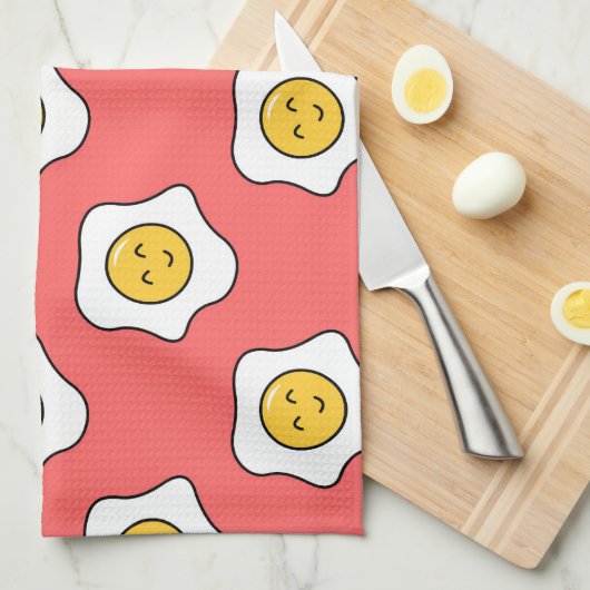 Happy Eggy Cute Kitchen Towel Theedoek (Quarter Fold)
