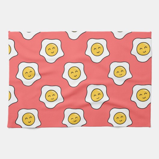 Happy Eggy Cute Kitchen Towel Theedoek (Horizontaal)