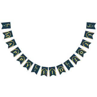 Happy Eid 2023 Navy Modern Eid Decoration Banner