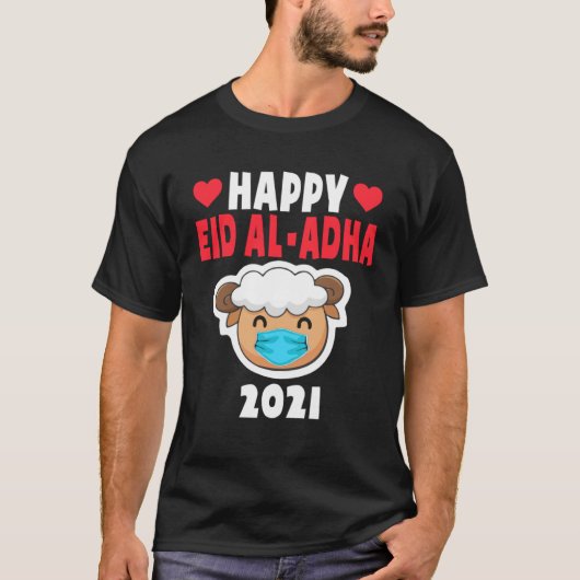Happy Eid Al Adha 2021 Cute Sheep Wearing Mask Kid T-shirt (Voorkant)