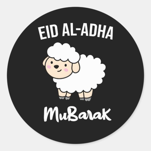Happy Eid Al Adha Mubarak Dag Moslim Eid Schaap Ronde Sticker (Voorkant)