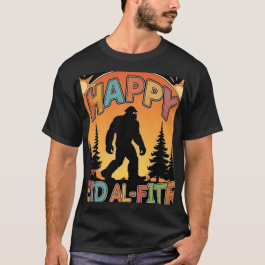 Happy Eid Al Fitr Bigfoot Sunset Mannen TShirt (Voorkant)
