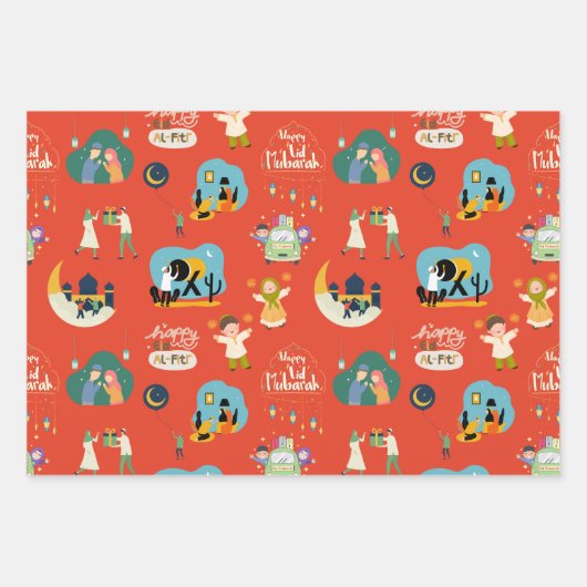 Happy Eid Al-Fitr Mubarak Inpakpapier Vel (Voorkant 3)