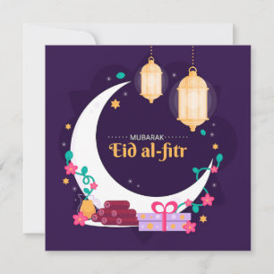 Happy Eid Al-Fitr Mubarak Moon Feestdagenkaart