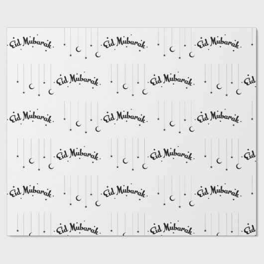 Happy Eid Al-Fitr Mubarak Wit inpakpapier (Vlak)
