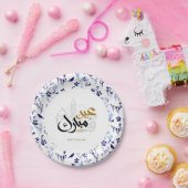 Happy Eid blauw patroon Papieren Bordje (Feest)